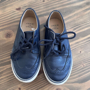 Janie and Jack Boys Navy Dress Shoes Size 12 Lace Up Brogue
